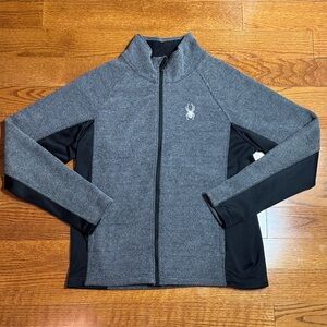 Men’s Large Spyder Charcoal and Black Fleece Lined Zip-Up Jacket